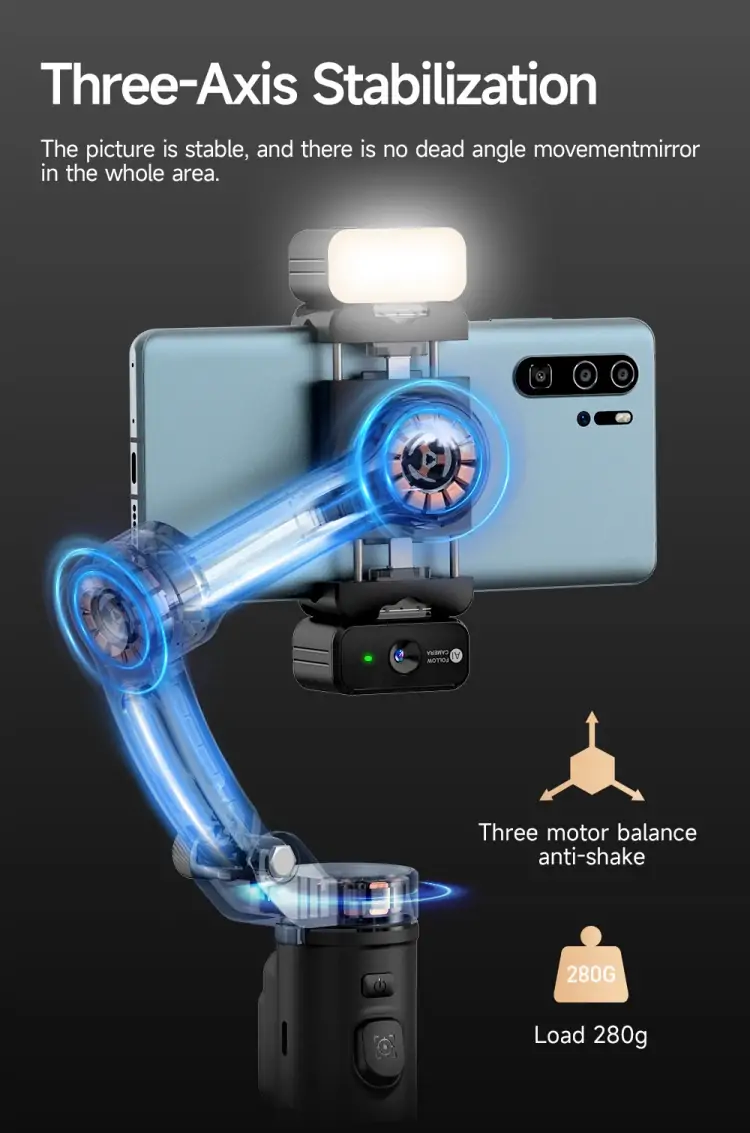 TOKQI M03: 3-Axis Gimbal Stabilizer With AI Face Traking Sensor - Image 4